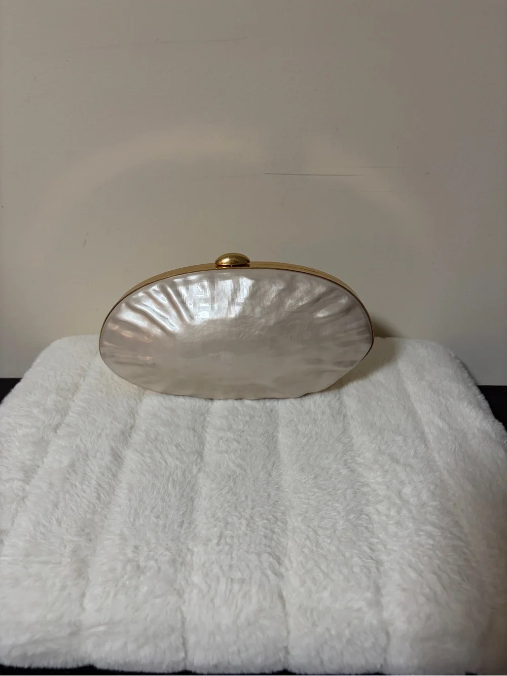 Zara Pearl-Effect White Clutch with Gold Chain